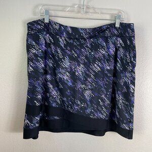 EP New York Womens XL Texture Print Black Multi Golf Skort Pull On‎ Stretch